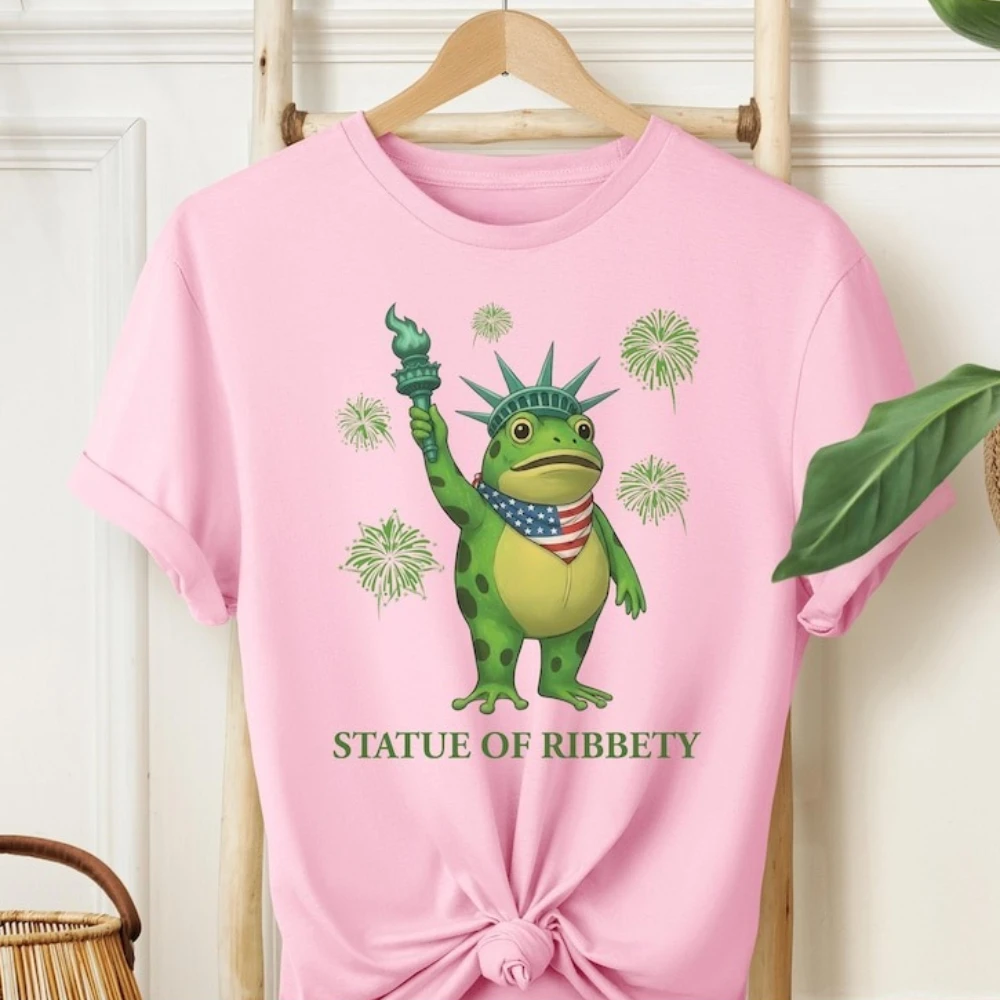 面白いポートランドカエル抗議シャツリベティ像 Tシャツ自由カエル Tシャツ男性女性ファッションカジュアルクルーネックコットン Tシャツトップス