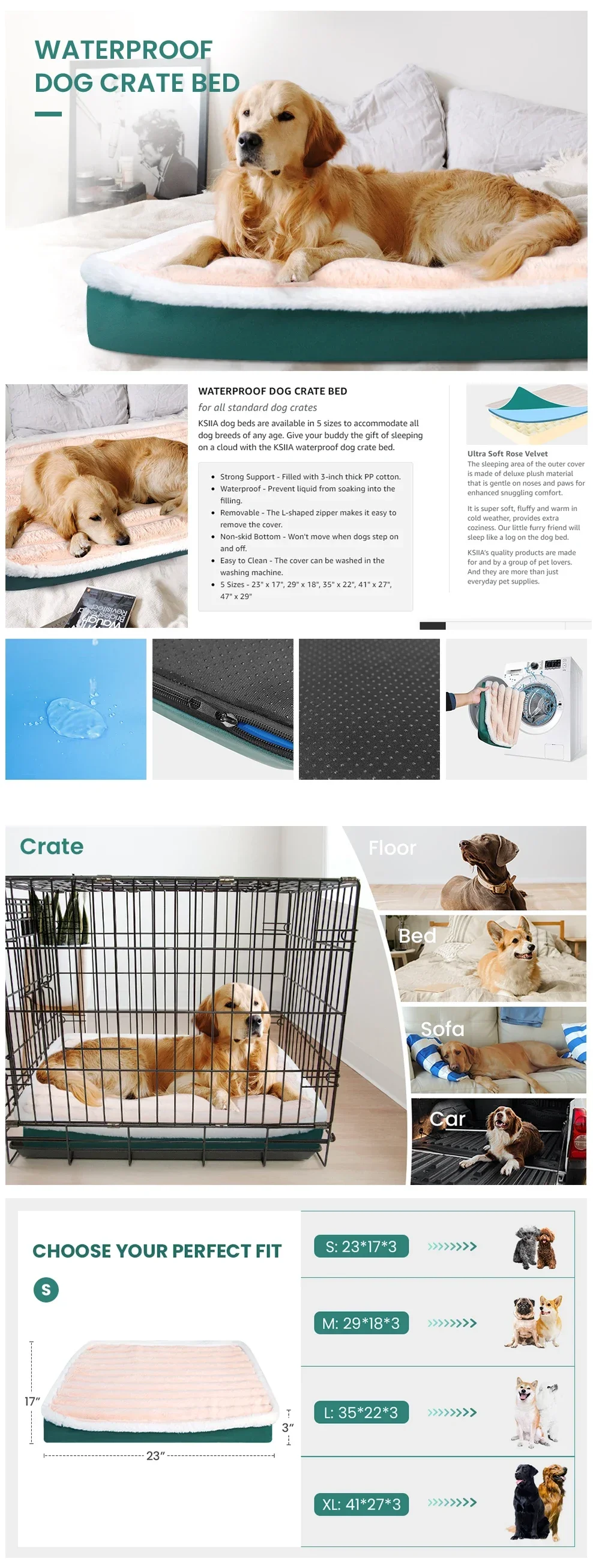 Cama de cão espuma ortopédica Deluxe, Ultra Plush, Cat Mats retangulares, capa removível, colchão pet, almofada para cães pequenos e grandes