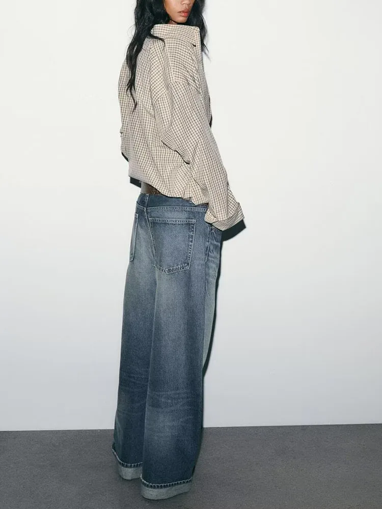 إلي الحلو عارضة فضفاض مكبل هول الدينيم الجينز المرأة شتاء جديد وصول عالية الخصر السراويل الطويلة السراويل