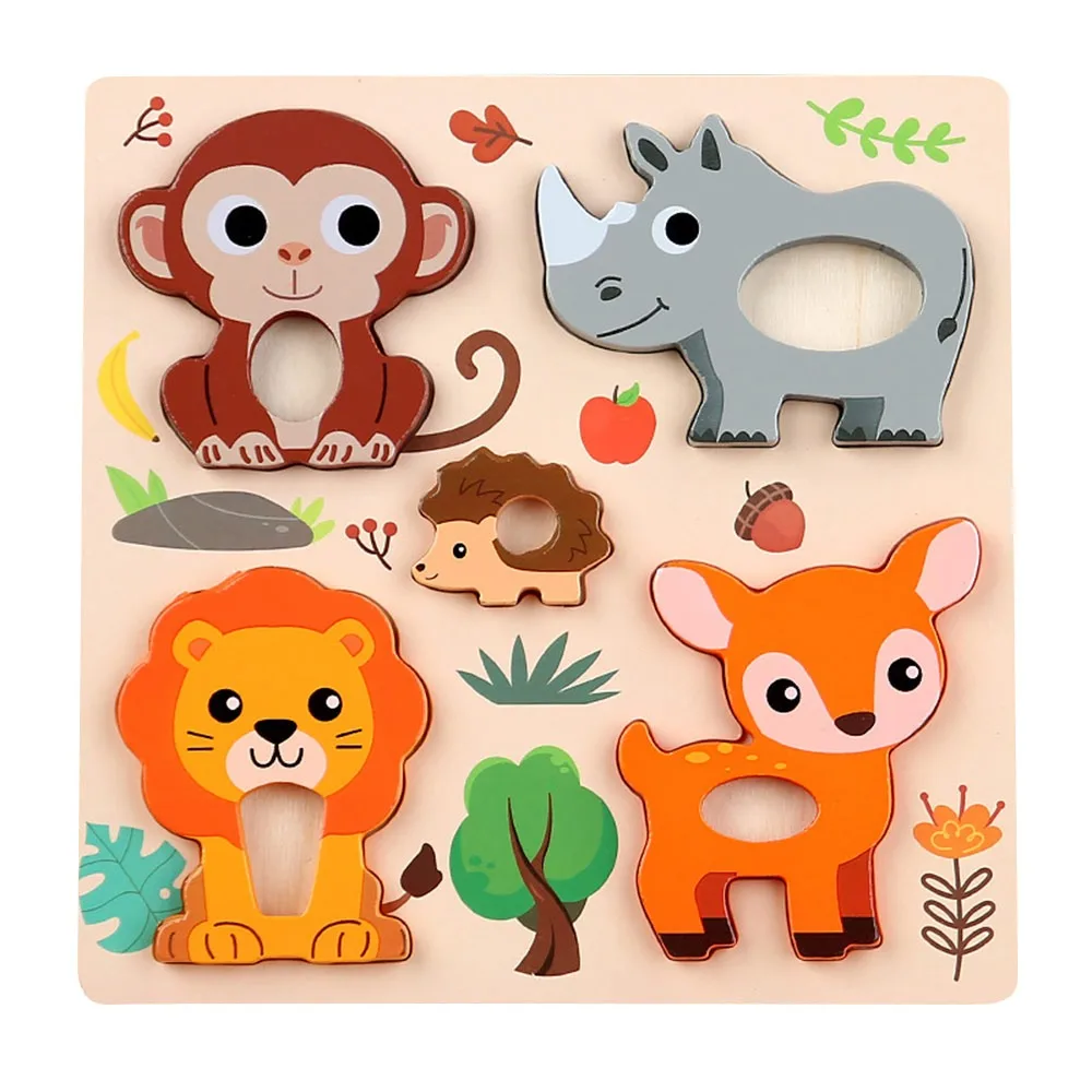 

3D деревянные пазлы: безопасные, портативные, развивающие, с милыми животными, серия «Мультяшные животные»