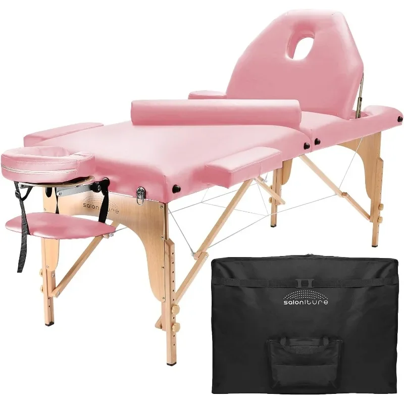 Mesa de masaje portátil profesional con respaldo, 84x37x35,5 pulgadas