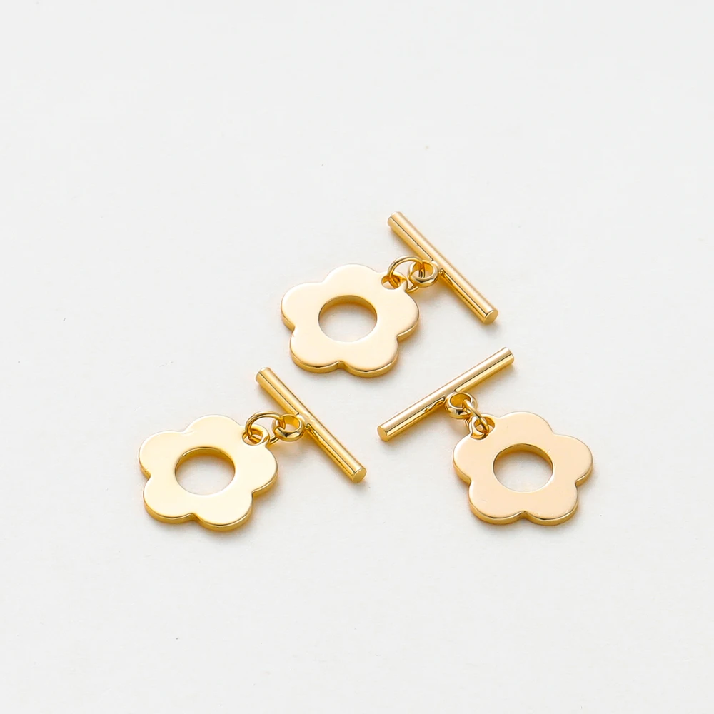 4Sets O Toggle Clasps 18K Gold Color Plated Brass Plum Blossom for DIY Bracelet Necklace Jewelry Making Accessories Wholesale