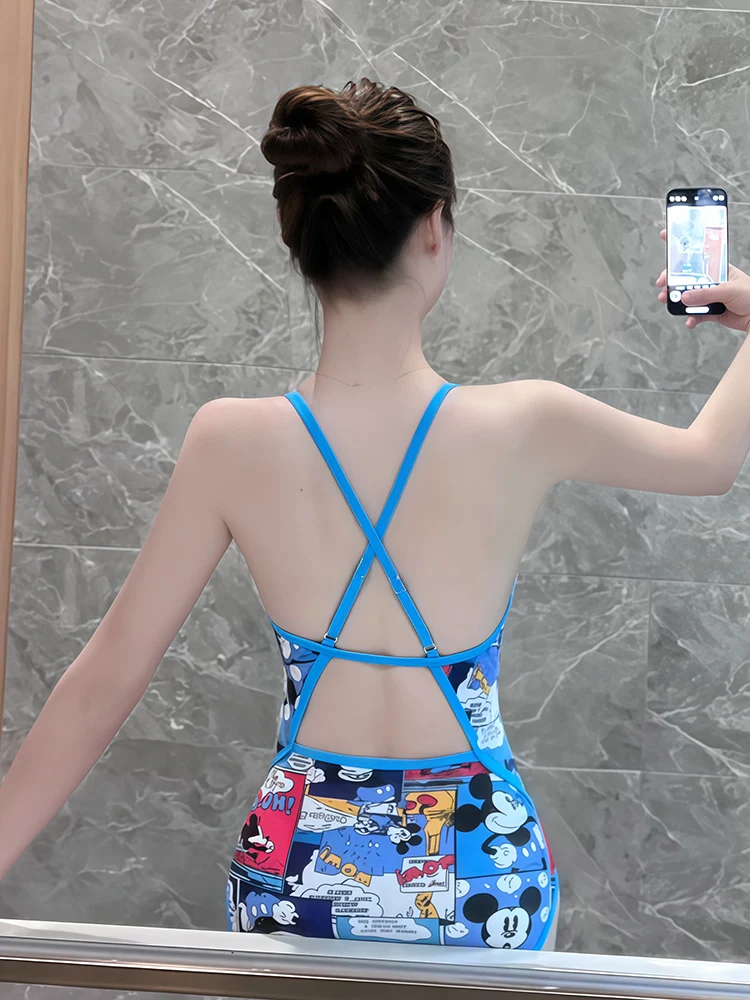 Women's One-Piece Speed Suit Swimsuit Profional Cetitive Triangular Design for Swimming Gym Slimming Bal Cartoon P...