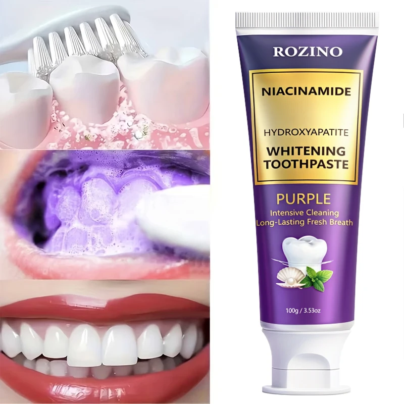 100g toothpaste, brightens teeth, portable and clean design, cleans teeth without causing sensitivity or irritation, instantly covers dirt and eliminates bad breath, brightens teeth, deeply cleans between teeth, suitable for both men and women, one tube guarantees satisfaction, suitable for all types of oral care, perfect as a holiday gift, essential for travel
