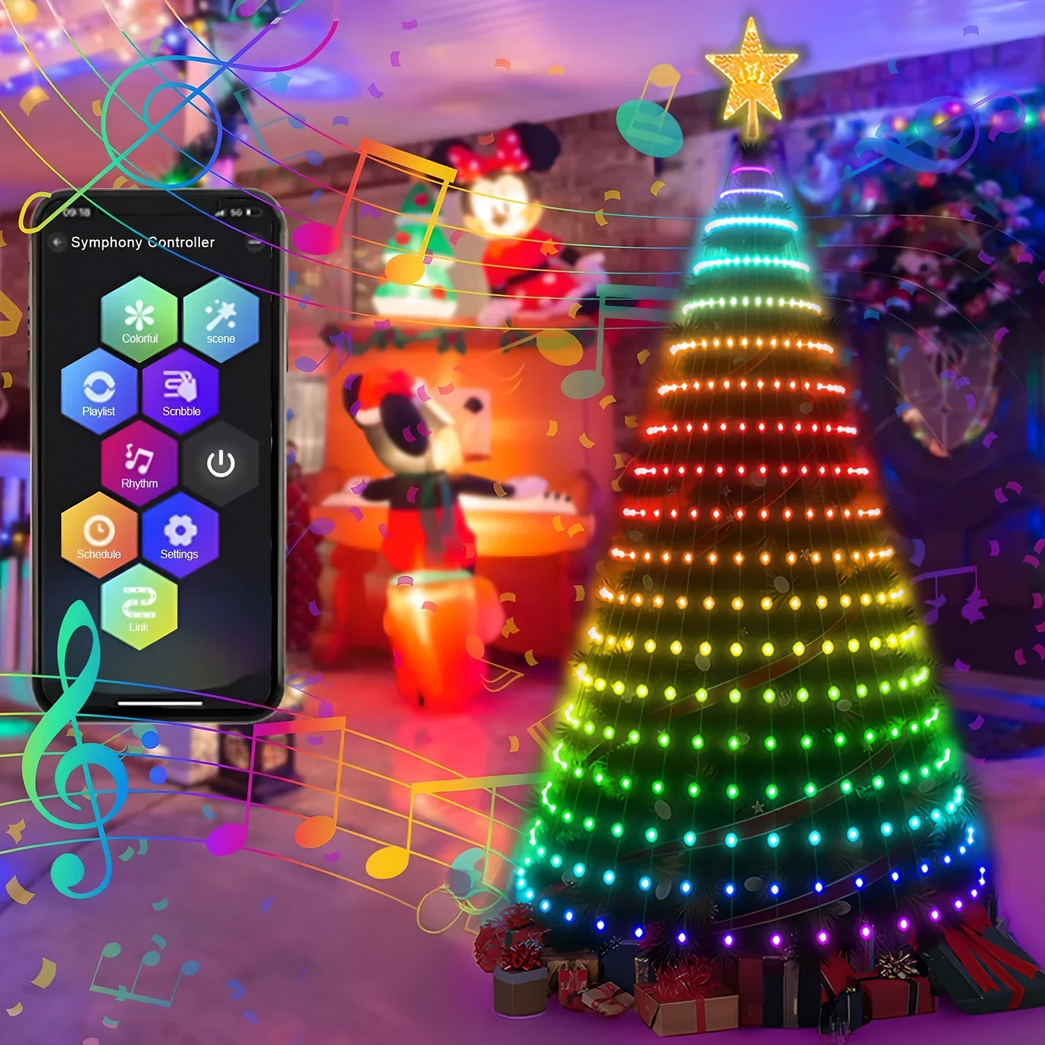 Smart Christmas Tree Star Toppers Lights with Remote & App Control Bluetooth RGB Fairy LED Star String Festival Party Decoration