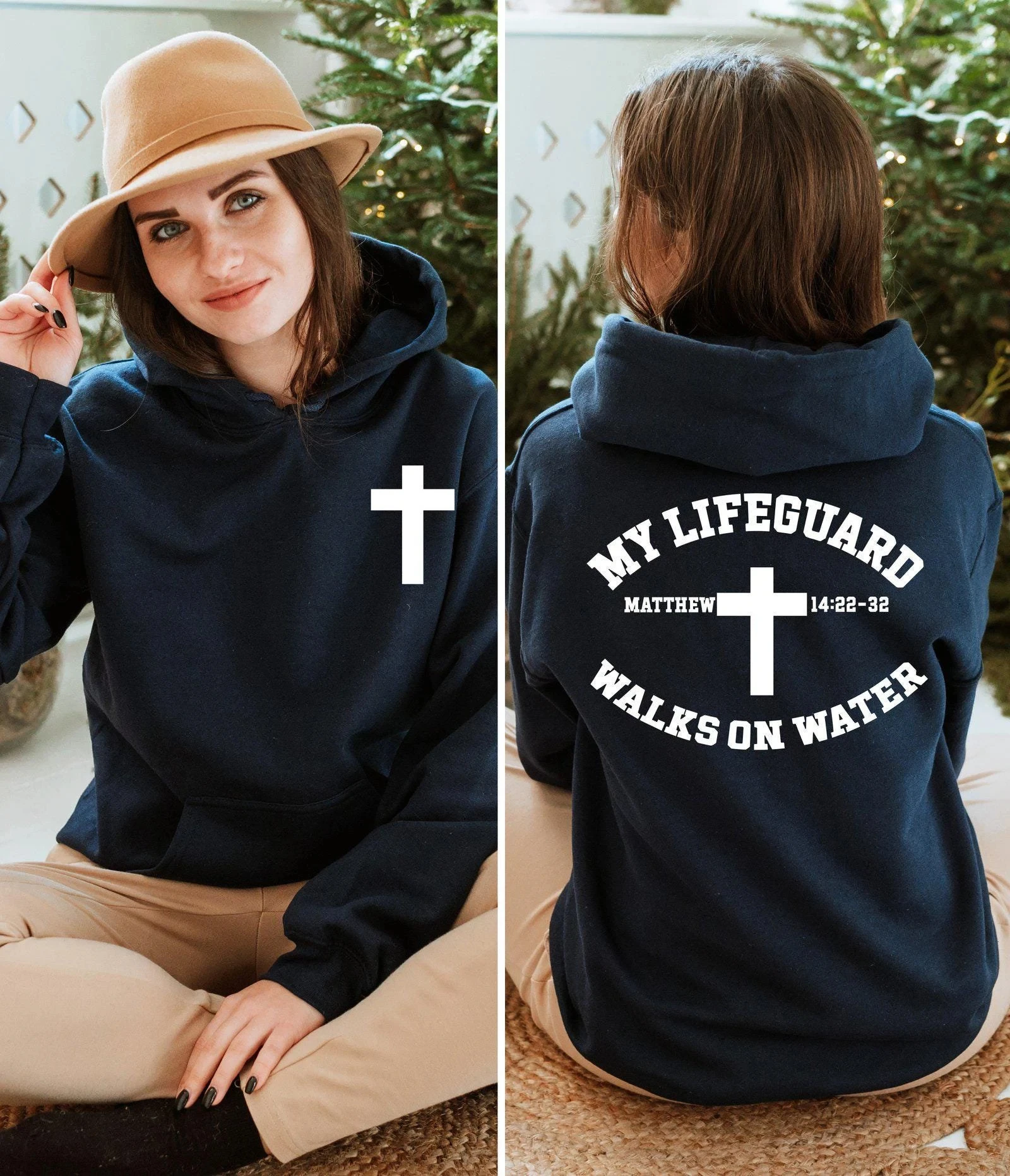 เสื้อฮู้ดคริสเตียน, My Lifeguard Walks on Water Hoodie, เสื้อสเวตเตอร์ศรัทธาแบบมินิมอล, เสื้อฮู้ดแบบไขว้, เสื้อสเวตเตอร์ทางศาสนา
