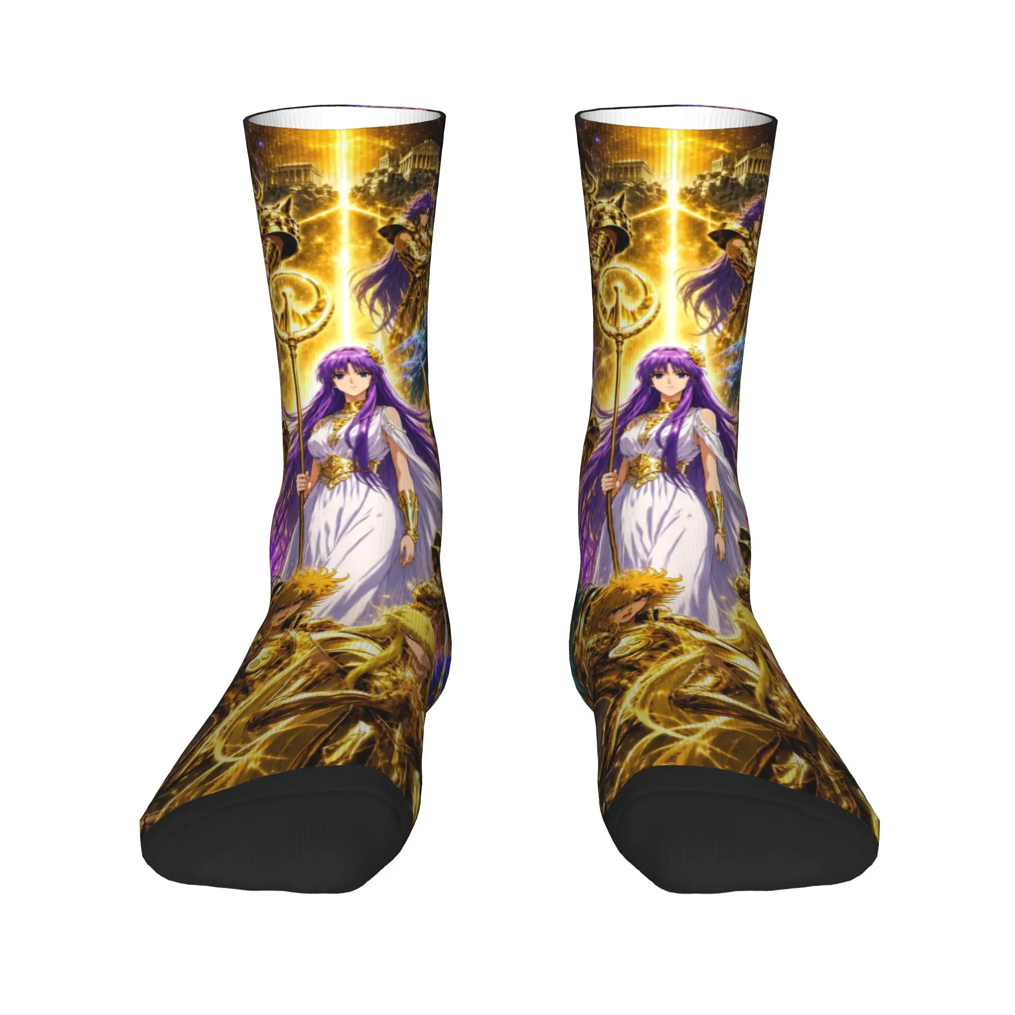 Saint Seiya Final Battle Scene Socks  Non Skid Stockings Couple High Quality Climbing Socks Autumn Retro Printed Socks