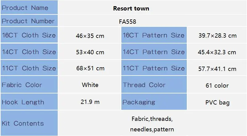 Joy Sunday Cross Stitch Kit Resort Town HD Pattern Printed Counted Fabric Aida 16CT 14CT 11CT DIY Embroidery Set Home Decor New