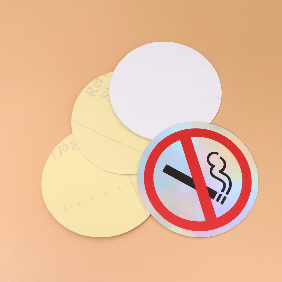 4pcs No Paper Tin Sign Stickers Warning No Smoking Sign Decal Traffic Safety Signs Vehicles Easy Remove