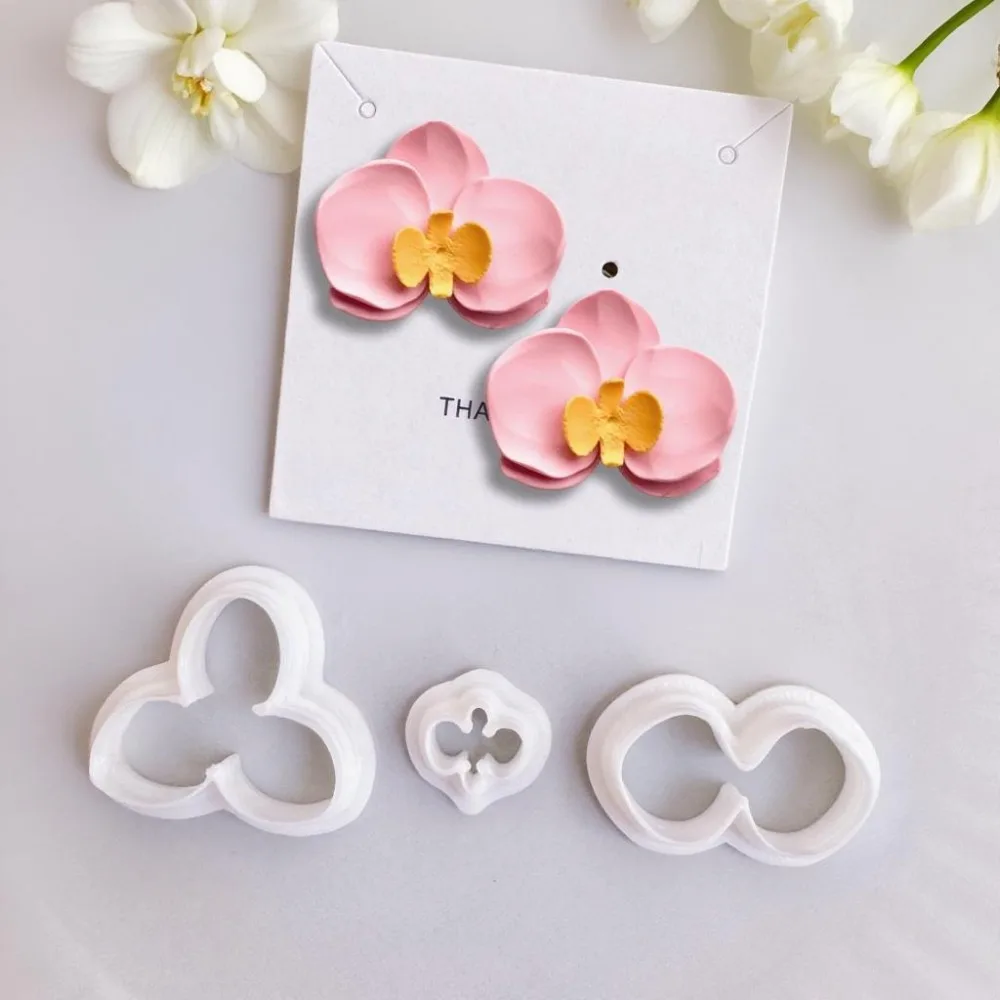 3Pcs/set  Orchid Flower Polymer Clay Cutters Set | Bohemian Floral Molds for Earrings & Jewelry Making