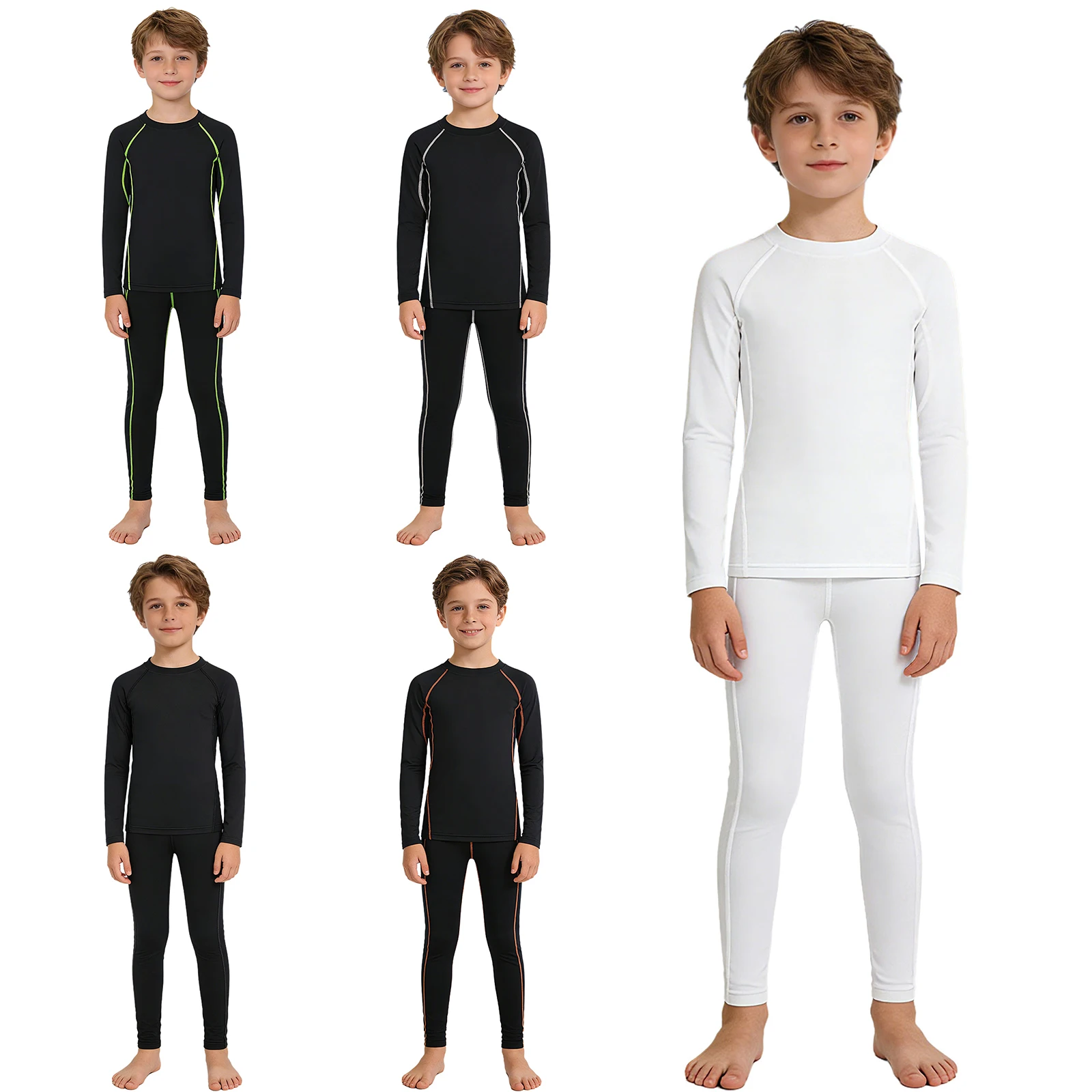 Completo Sportivo da Calcio per Ragazzi, Asciugatura Rapida, Tuta da Allenamento con Maglia a Maniche Lunghe e Leggings per Basket e Workout