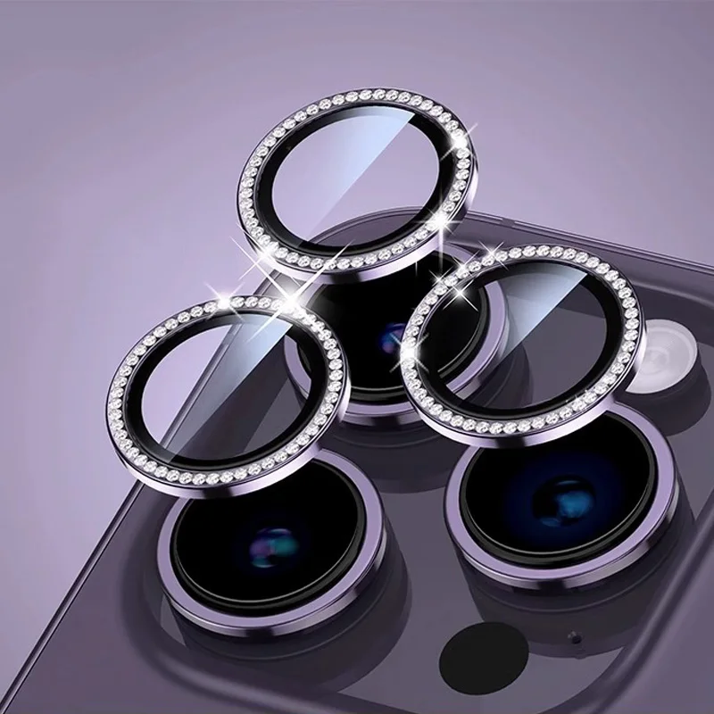 Bling Glitter Diamond Camera Lens Protector Case For iPhone 17 16 15 14 13 12 11 Pro Max Plus Sreen Protectors Film For iPhone17
