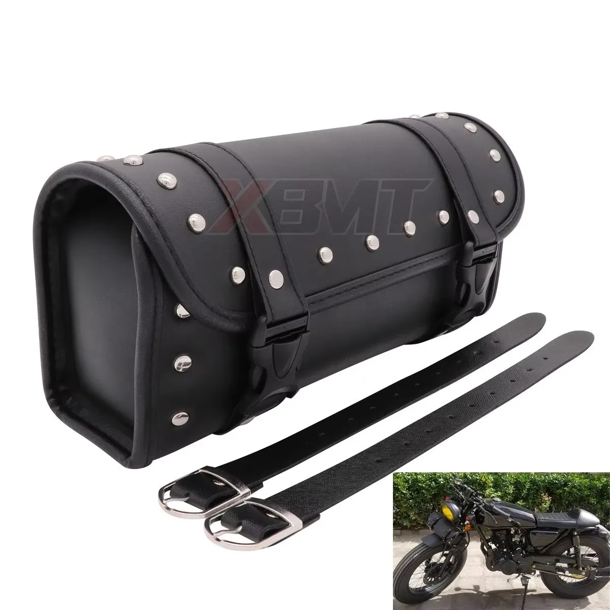 Motorcycle Fork Tool Bags Storage Leather Travel Pouch Front Luggage Bag For Harley Sportster XL Touring Softail Dyna Road King