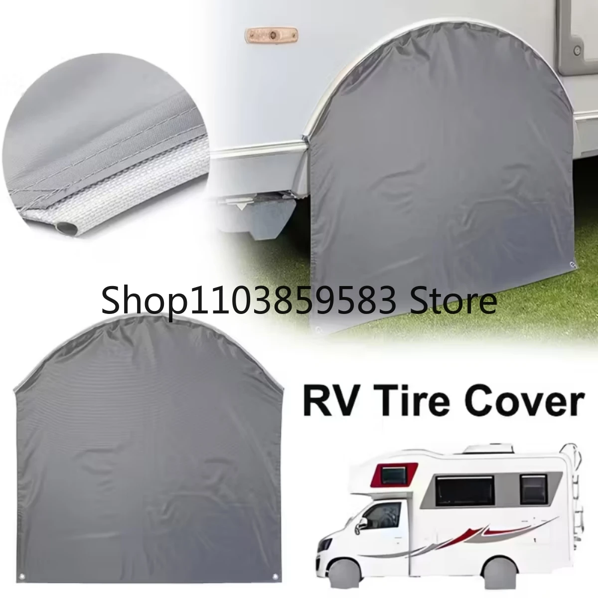 

1PC Caravan Wheel Cover Tire Cover with Keder Piping for Caravan Motorhome Camping Camper Accessories and Replacement Parts