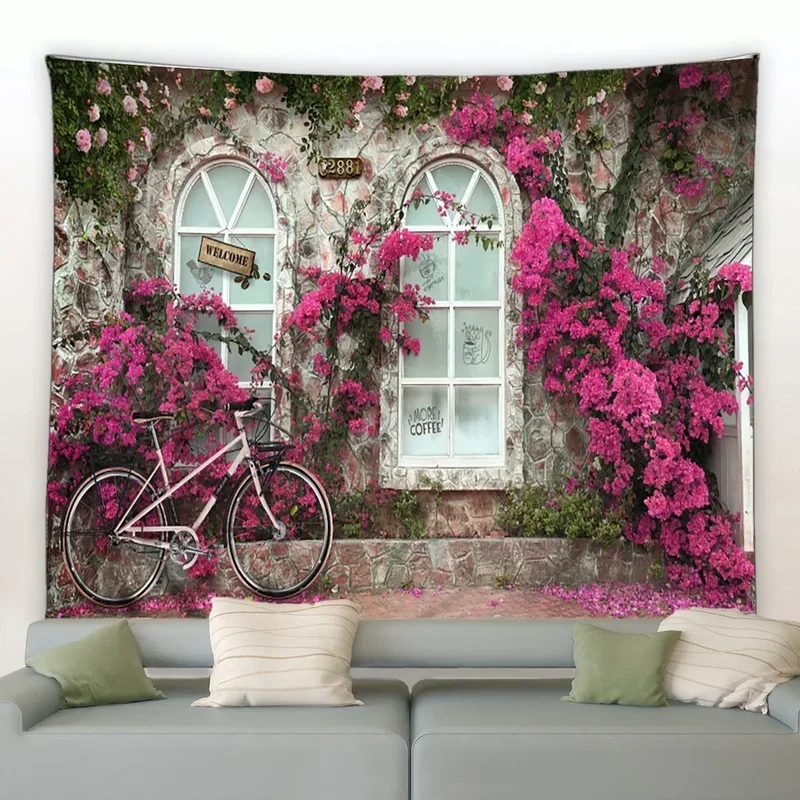 

3D Flower Wall Tapestry Garden Posters for Outside Large Wall Hanging Home Aesthetic Room Decor Beach Towels Blanket Decor XT6@！