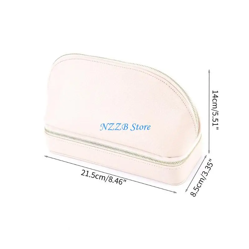 T21F Leather- Jewelry Double-Layer Jewelry Box Convenient Earrings Jewelry Storage Bag Lipstick Rings Storage Box