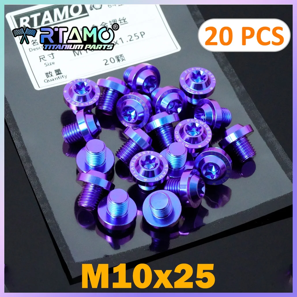 RTAMO Gr5 Titanium Bolt M10x5x1.25/1.5Pitch Mirror Plug Screw fir for Universal Motorcycle Mirror Block Off Bolt 20pcs Wholesale