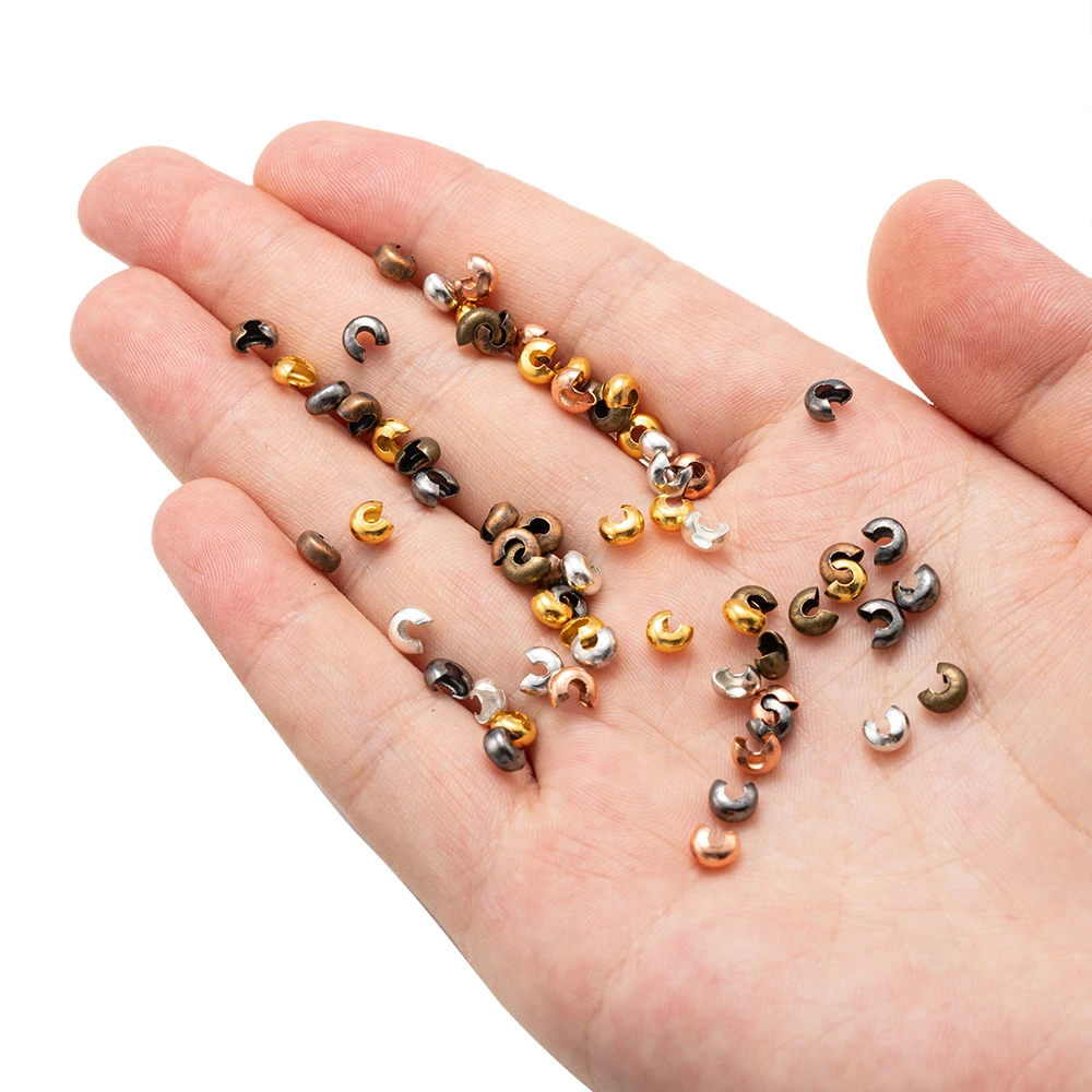 100pcs Half Round Open Crimp Beads Covers Knot Covers End Tips Cap For DIY Bracelet Earring Necklace Jewelry Making Supplies