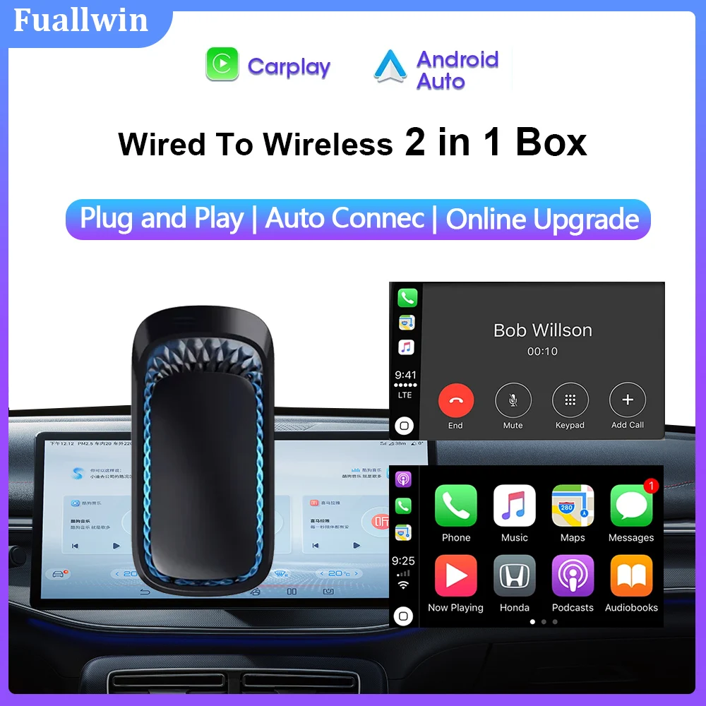 

NEW Wireless Carplay Adapter Mini Smart Box RGB Colorful Bluetooth WiFi Plug And Play Auto Connect For Wired Apple Carplay Cars