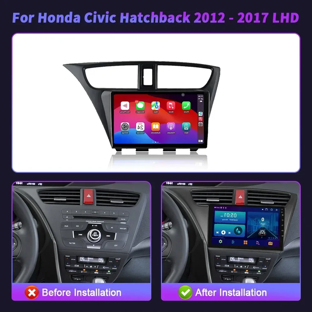 Car Radio Multimedia For Honda Civic 9 FK FB 2012-2017 Left Hand Drive Navigation Wireless Apple BT CarPlay Touch Screen Stereo