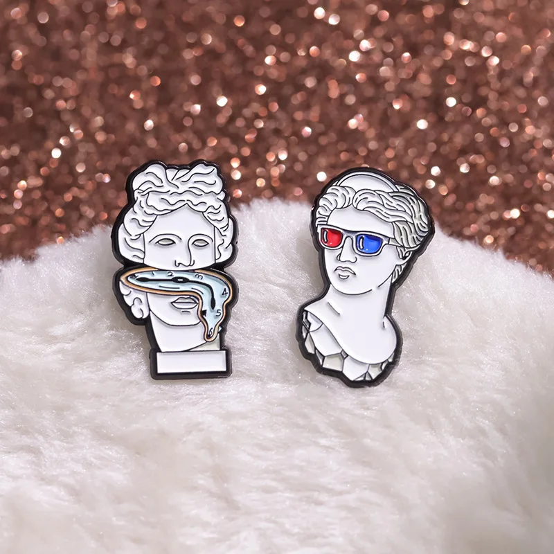 Van Gogh Plaster Statue Enamel Pins Custom Sculpture Art Brooches Lapel Badges Funny Jewelry Gift for Kids Friends