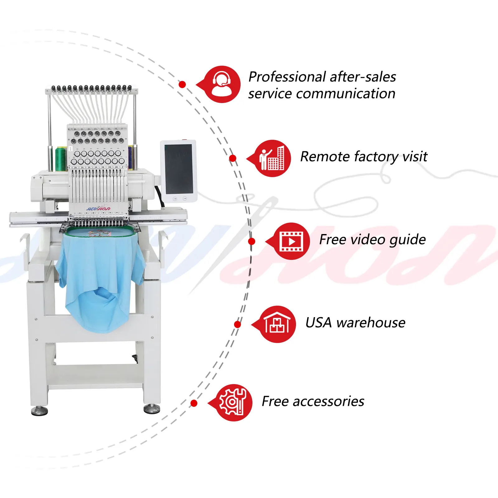 REVHON Single Head 12/15 Needles Computerized Automatic Cap High Quality 600*400MM Work Area  Embroidery Machine