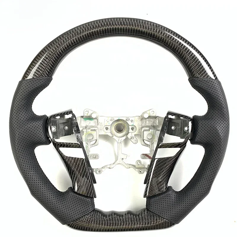 

Customized JDM racing carbon fiber steering wheel cover black perforated leather for ToyotCrown Prado Coolluze Reiz