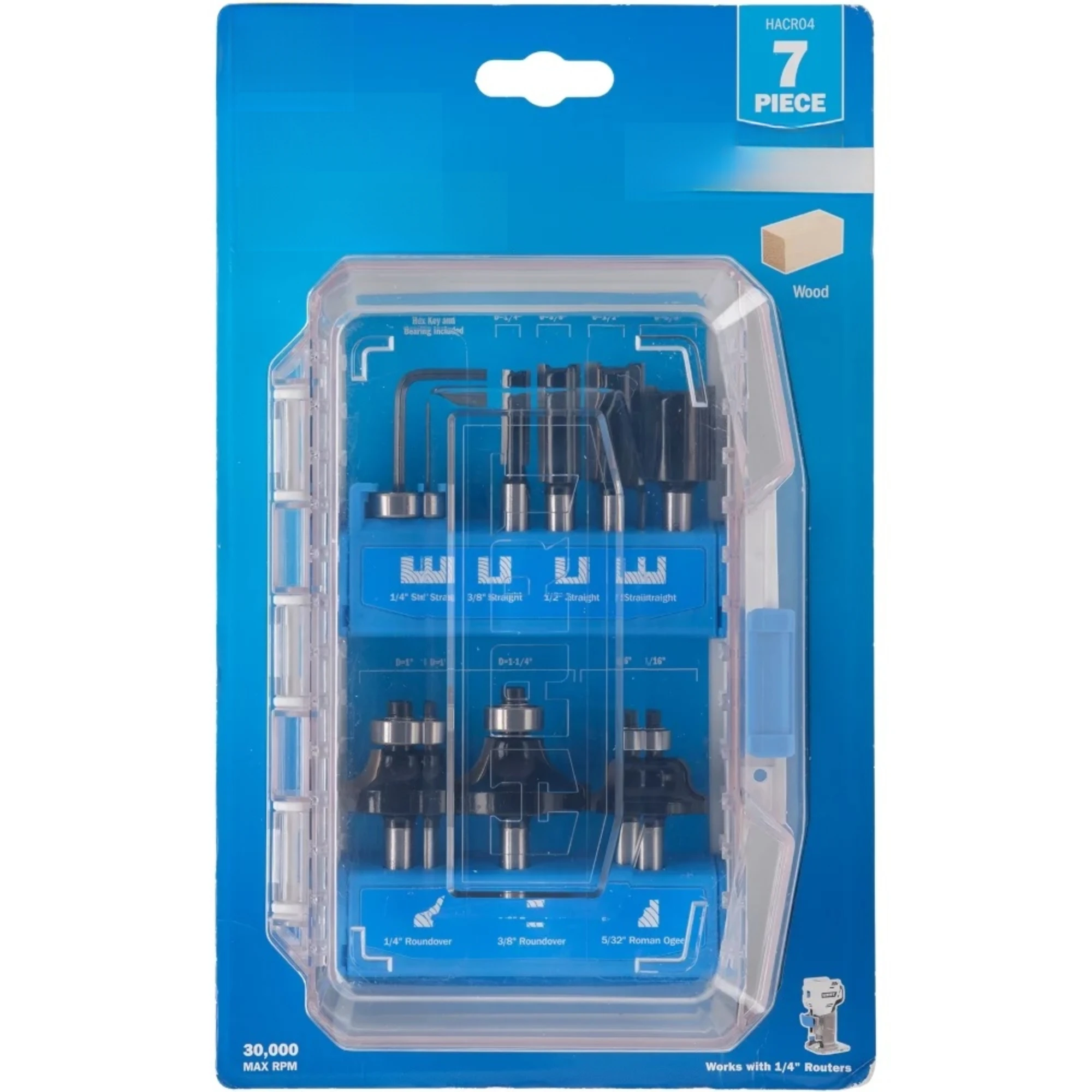 7-Piece Decorative Router Bit Set with Modular Storage Case for Woodworking Enthusiasts