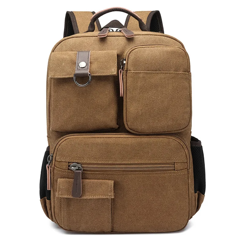 New Men Canvas Backpack Shoulder Bag Students Leisure Bag Computer Bag School Mochila Teenagers 15inch Laptop Rucksack