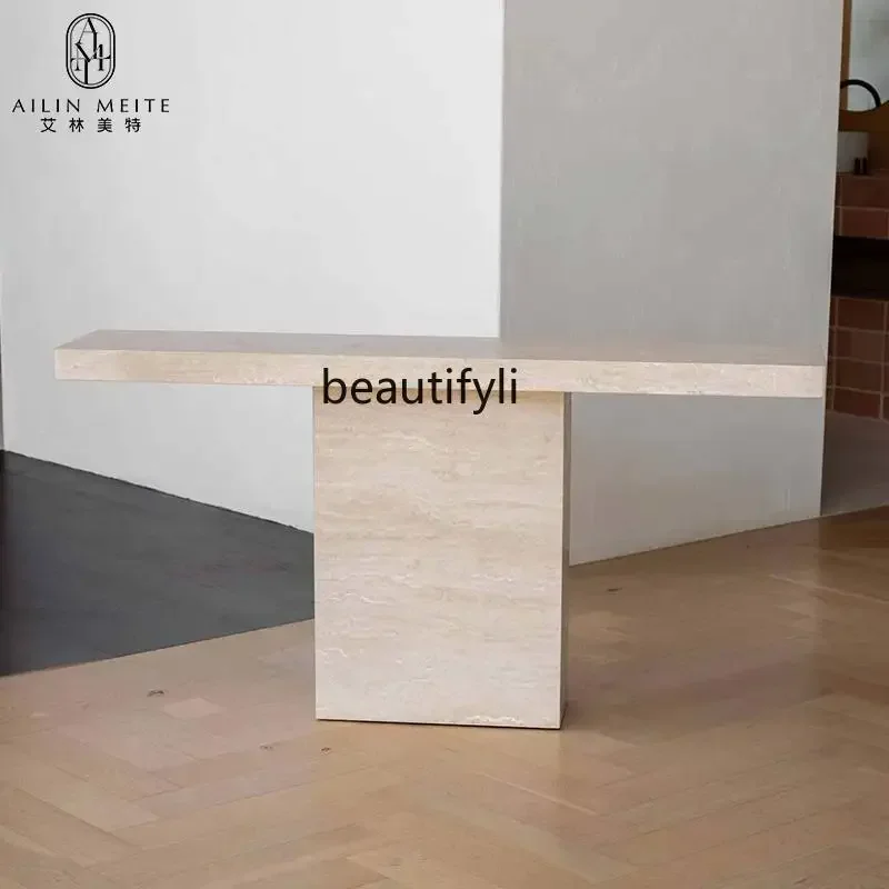 

Nordic natural marble entrance table designer creative against the wall light luxury entrance table a16