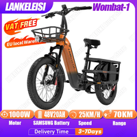 LANKELEISI Wombat-1 Cargo Bike 1000W 48V20AH Hydraulic Brake Electric Bicycle Can Be Installed Rear Rack and Child Seats E-bike