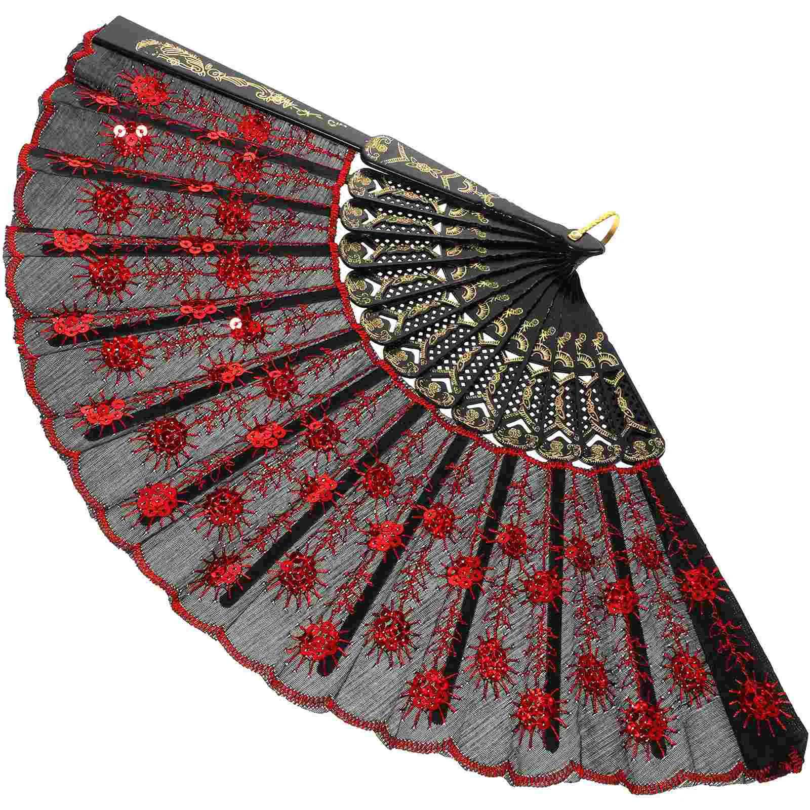 Fan Foldable Folding Hand Held Paper Sequin Dancing Fans for Women Miss Dealers