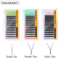 NAGARAKU Single Tip 2D Y/Double Tips YY/Triple Tips YY Shape Hand Woven Premium Soft Light Eyelashes Extension