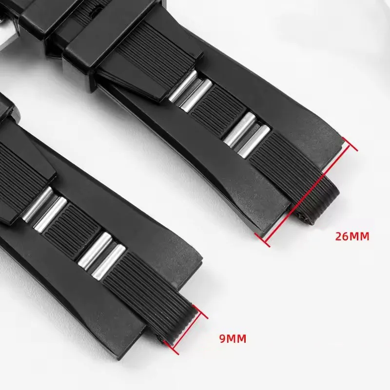 26*9 مللي متر جودة العلامة التجارية حزام الساعات مقاوم للماء سيليكون المطاط الأسود استبدال جديد حزام (استيك) ساعة حزام لسلسلة بولغاري حزام Diagono