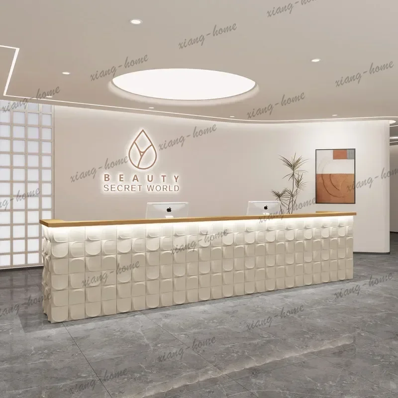 LS140cm 200cm 280cm 300cm Barber Shop Beauty Salon Customer Center Reception Counter Mesa Para Escritório Furniture Office Table