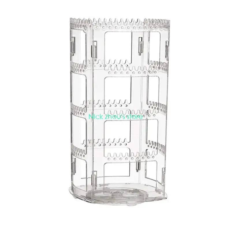 E15E 360 Rotating Clear Earring Holder 4 Tiers Jewelry Stand Rack Display with 168 Holes 168 Grooves for Ear