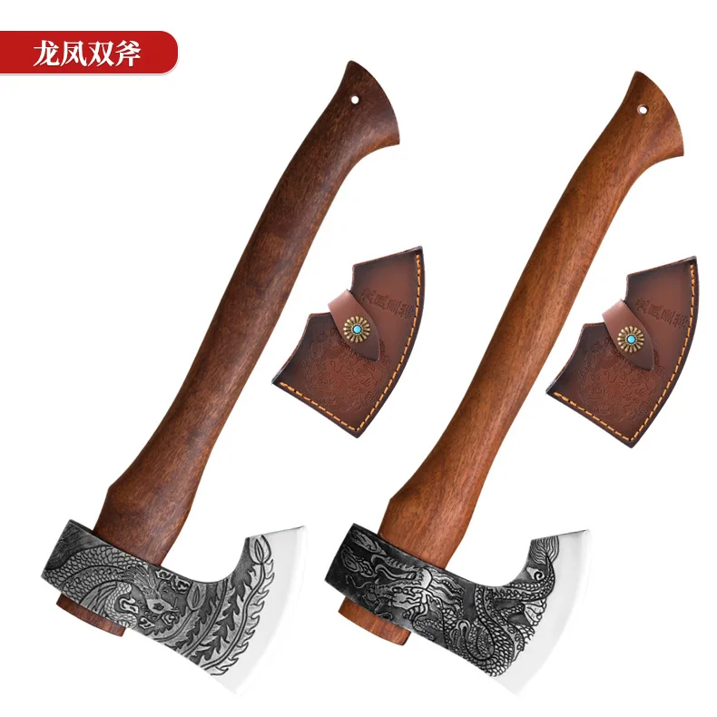 

New Dragon and Phoenix Axe Outdoor Garden Logging Multifunctional Woodworking Axe High Hardness Tactical Axe