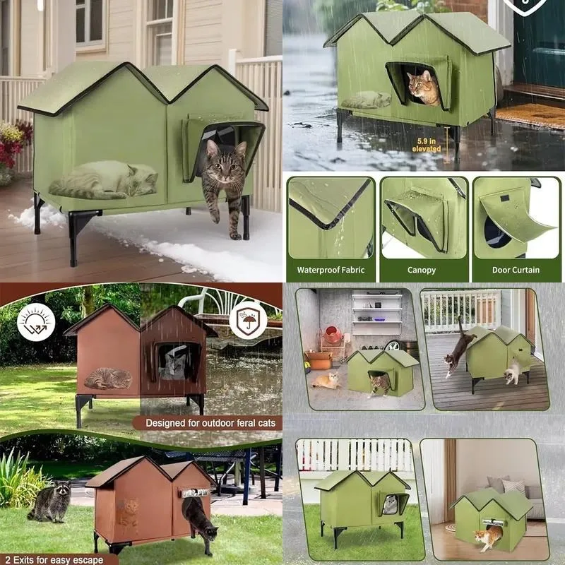 High Quality Elevated Removable Outdoor Cat House Windproof Rainproof Winter Shelter for Cats