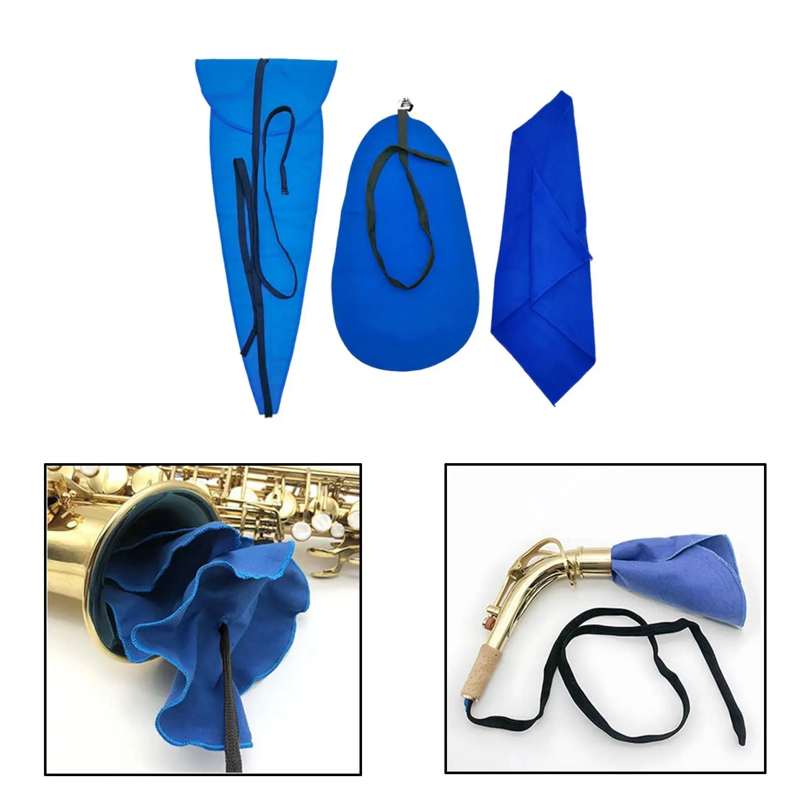 

4-х предметная ткань для внутренней протирки саксофона, синяя для ежедневного использования на деревянных духовых инструментах на открытом воздухе