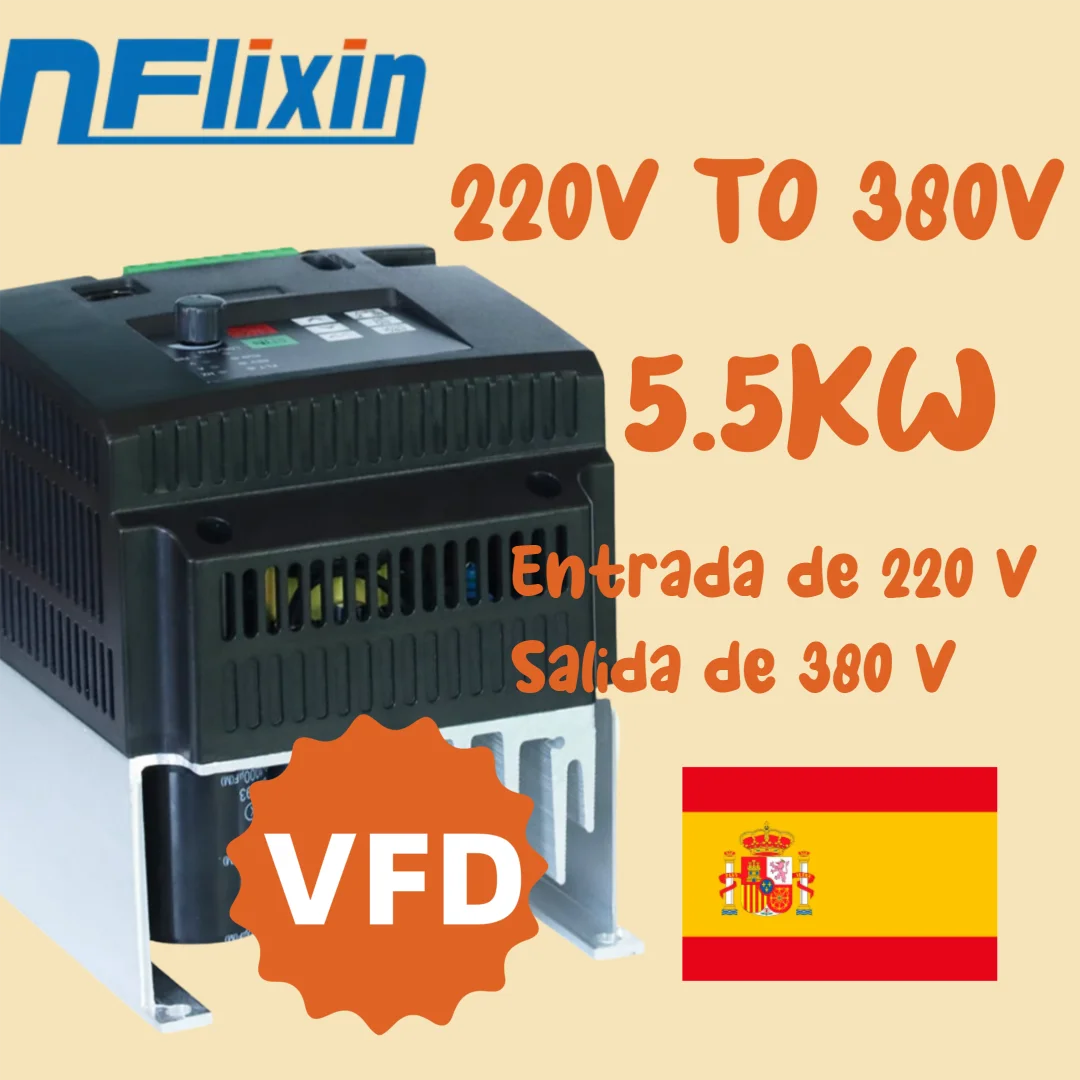 Image of Frequenzumrichter VFD Eingang 220V Ausgang 380V Variabler Inverter 5,5KW Drehzahlregler für Dreiphasen-Wechselstrommotor