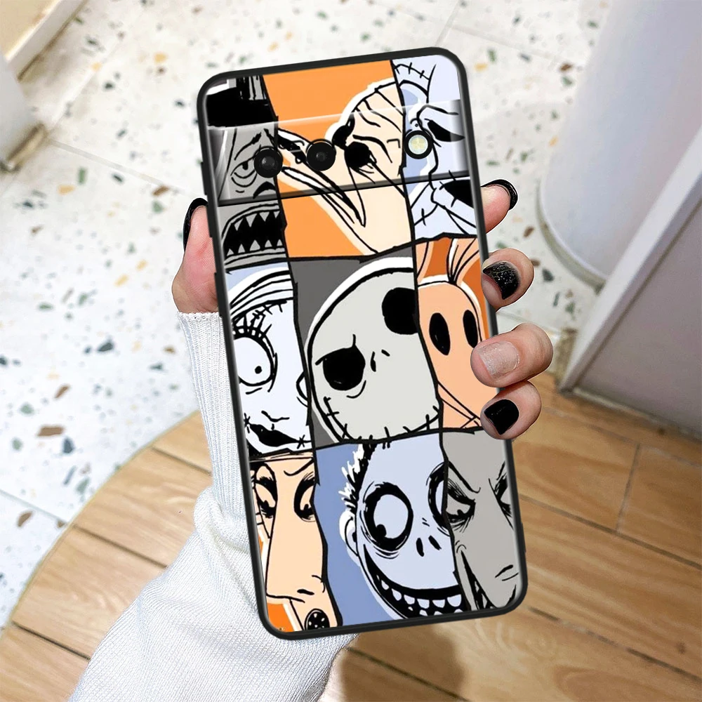 Skull Jack Dark Parody Cartoon For Google Pixel 8 7A 7 6A 6 5A 5 4 4A XL 5G Black Silicon Shockproof Shell Soft Phone Case