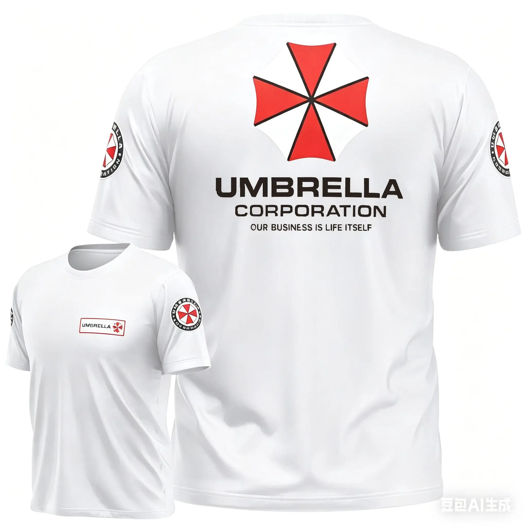 Resident Evil Umbrella Corporation T-Shirt - Schwarzes, ikonisches Logo & Slogan, 3D-gedruckt, perfekt für Game-Fans – Detail 12