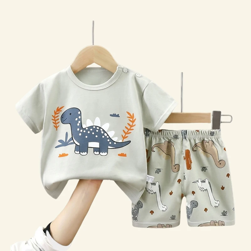 Modische Kinderkleidung Jungen Mädchen Sets Top Shorts 2-teilig 100% Baumwolle Weich Sommer Kinder Baby Kleidung T-Shirt Shorts Kleinkind Anzug