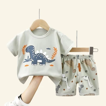 Fashion Kids Clothes Boys Girls Sets Top Shorts 2PCS 100% Cotton Soft Summer Children…
