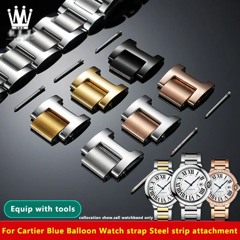 Pour Cartier ballon bleu bande d'acier noeud d'extension bracelet de montre mme hommes bracelet de montre en acier inoxydable fixation d'allongement d'épissure