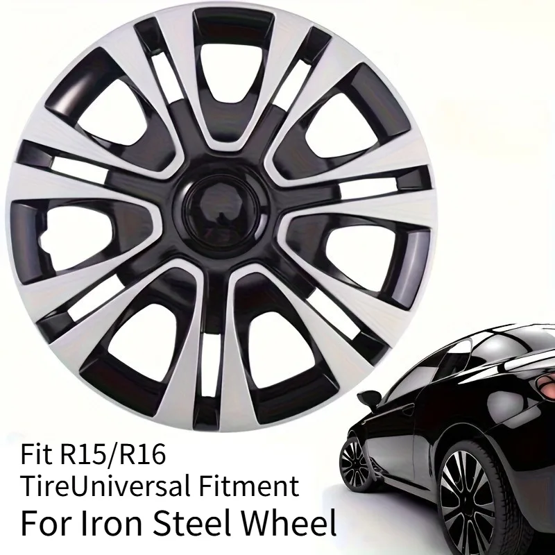 

4 шт. колпаки, подходящие для автомобилей с железными колесами R15/R16, изготовлены из полипропиленового пластика можно использовать для украшения внешнего вида автомобильных колес