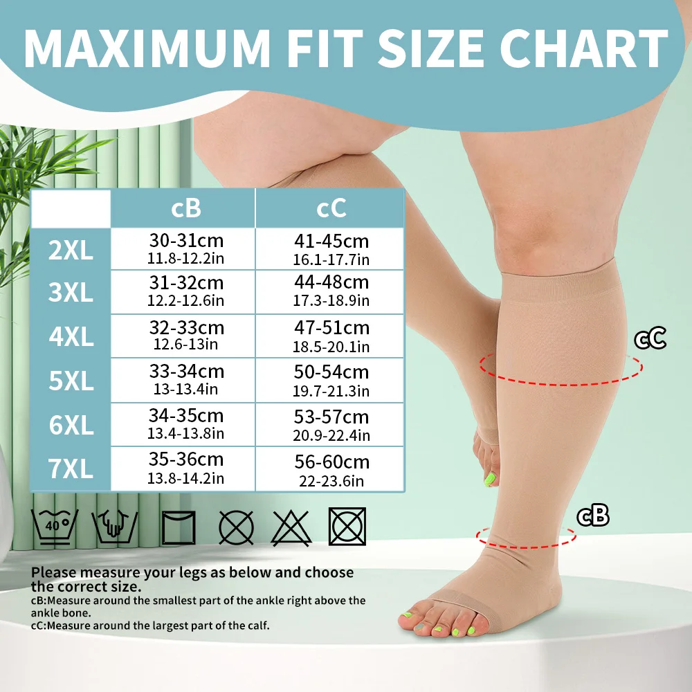 Legbeauty Knee High Brace Medical Compression Socks Support 20-30 mmHg Unisex Varicose Veins Stovepipe Pressure Stockings Beige