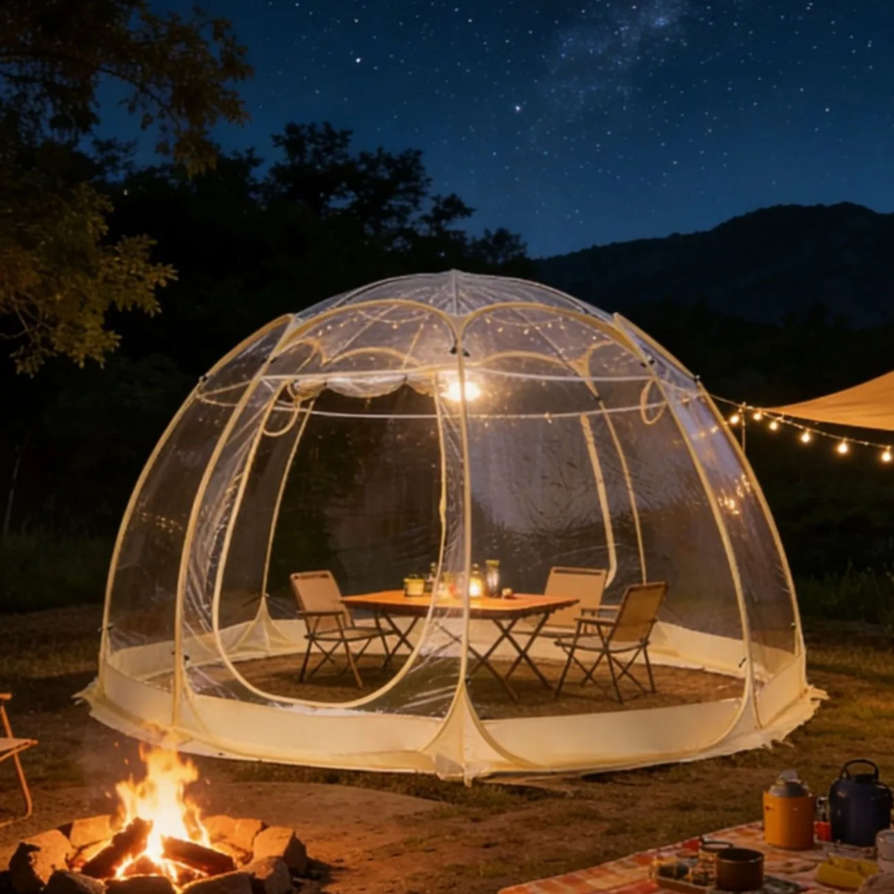 Transparent Spherical Bubble Tent, Starry Sky Dome Tent for Outdoor Camping Picnic Courtyard Glamping