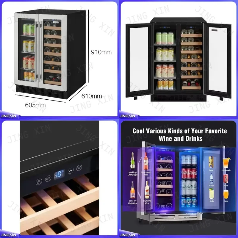 custom for 24 Inch Built in Freestanding Dual Zone Wine and Beverage Cooler 148L Stainless Steel French Door 27 Bottles Home