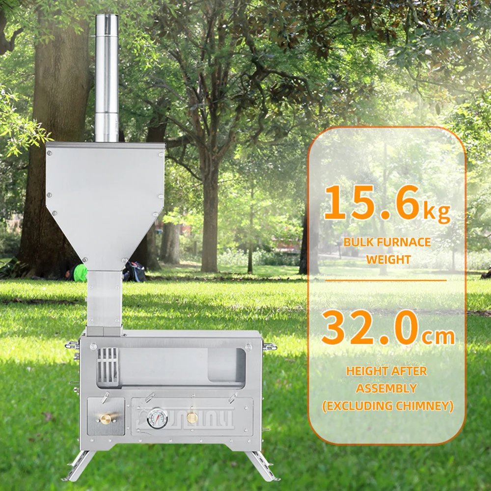 Fogão de aquecimento de partículas portátil ao ar livre de aço inoxidável fogão aquecedor de madeira multifuncional fogão a lenha